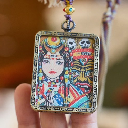 Tibetan Zakiram Goddess Wealth Prayer Box Necklace Tibetan Zakiram Goddess Wealth Prayer Box Necklace