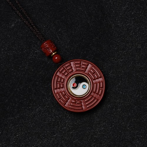 Cinnabar Bagua Rotatable Evil Spirits Protection Pendant Cinnabar Bagua Rotatable Evil Spirits Protection Pendant