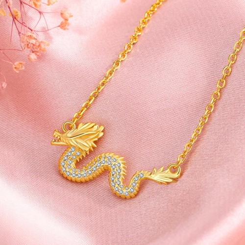 Golden Dragon Year Luck Chain Necklace Pendant Golden Dragon Year Luck Chain Necklace Pendant