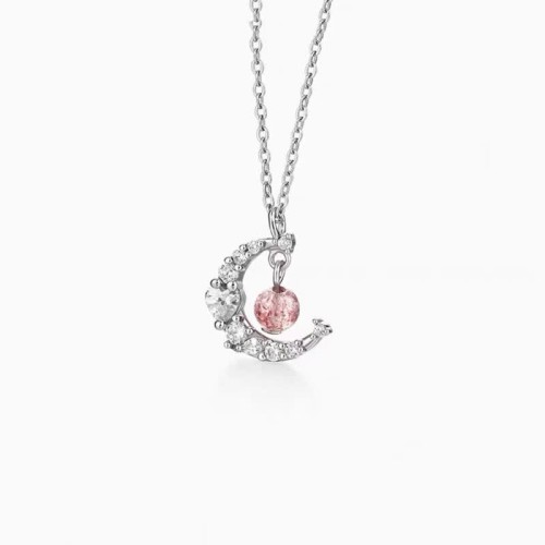 Strawberry Quartz Blue Crystal Love Healing Necklace