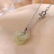 Sterling Silver Round Jade Prosperity Necklace Pendant Sterling Silver Round Jade Prosperity Necklace Pendant