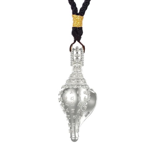 Sterling Silver Shankha Conch Shell Lucky Necklace Pendant Sterling Silver Shankha Conch Shell Lucky Necklace Pendant