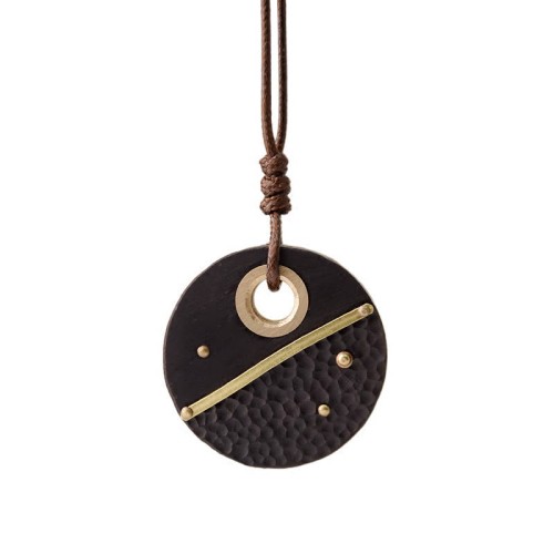 Handcrafted Ebony Wood Copper Peace Necklace Handcrafted Ebony Wood Copper Peace Necklace