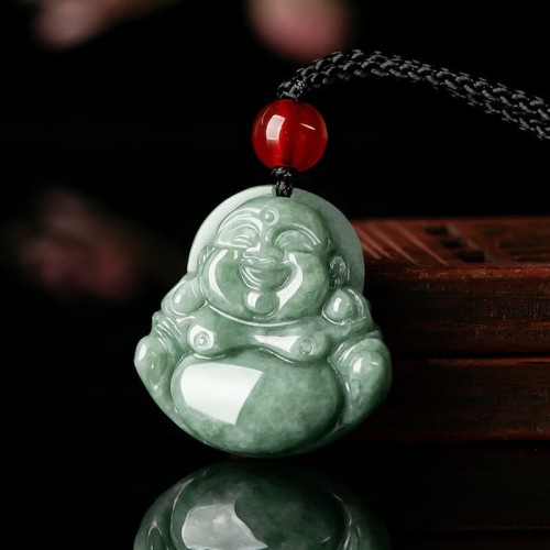 Green Jade Laughing Buddha Luck Necklace Pendant Green Jade Laughing Buddha Luck Necklace Pendant