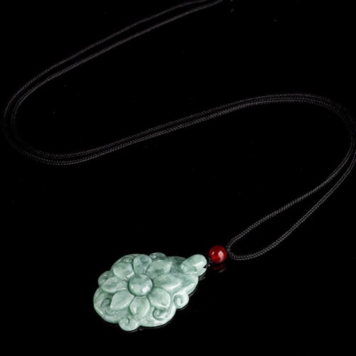 Natural Jade Kalanchoe Flower Luck Necklace Pendant