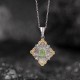 925 Sterling Silver Hetian Cyan Jade Rhombus Luck Necklace 925 Sterling Silver Hetian Cyan Jade Rhombus Luck Necklace