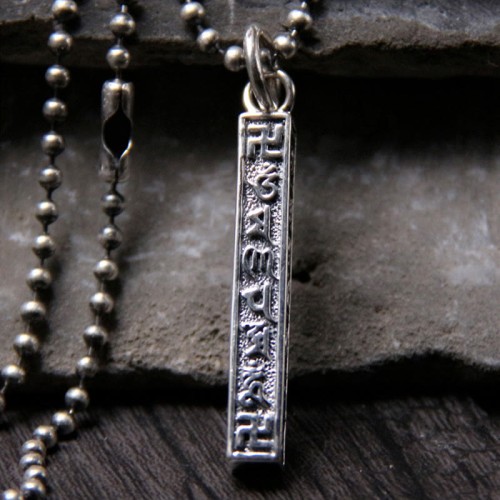 Sterling Silver Om Mani Padme Hum Buddha Necklace Sterling Silver Om Mani Padme Hum Buddha Necklace