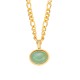 Oval Turquoise Strength Titanium Steel Pendant