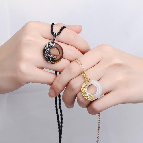 Obsidian Chalcedony Meditation Pendant Necklace Obsidian Chalcedony Meditation Pendant Necklace