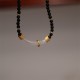 Black Onyx Chalcedony Protection Beaded Pendant