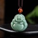 Laughing Buddha Cyan Jade Success Necklace Pendant Laughing Buddha Cyan Jade Success Necklace Pendant