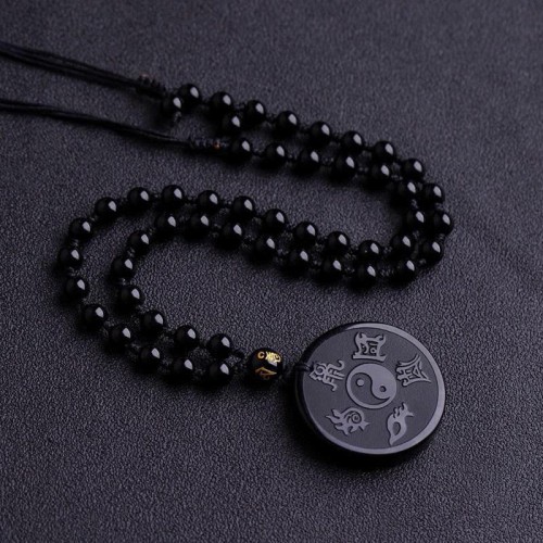 Black Obsidian Taoism Strength Necklace Pendant Black Obsidian Taoism Strength Necklace Pendant