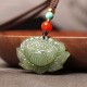 Hetian Cyan Jade Lotus Flower Success Necklace Pendant Hetian Cyan Jade Lotus Flower Success Necklace Pendant