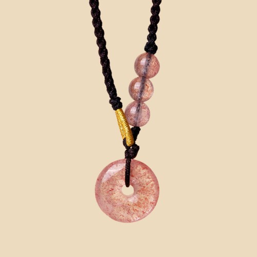 Strawberry Quartz Chalcedony Healing Necklace Pendant Strawberry Quartz Chalcedony Healing Necklace Pendant