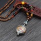 Wenge Wood Bodhi Seed Agate Elephant Protection Necklace Pendant