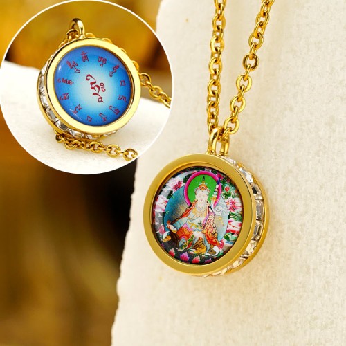 Tibetan Yellow God of Wealth Crystal Necklace