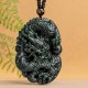 Hetian Cyan Jade Dragon Harmony Necklace Pendant Hetian Cyan Jade Dragon Harmony Necklace Pendant
