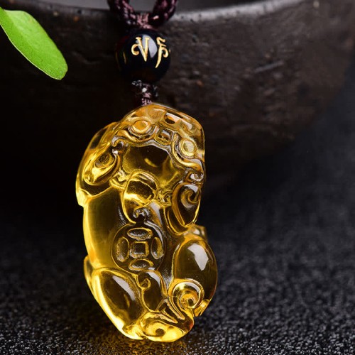 FengShui Citrine PiXiu Wealth Necklace