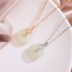 925 Silver Hetian White Jade Chalcedony Coin Necklace 925 Silver Hetian White Jade Chalcedony Coin Necklace