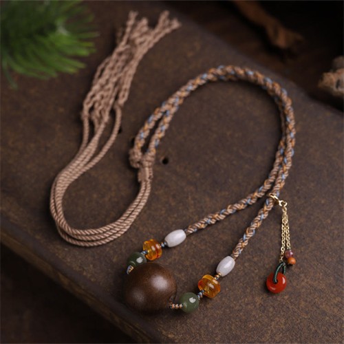 Agarwood Bead Luck Strength Necklace Pendant