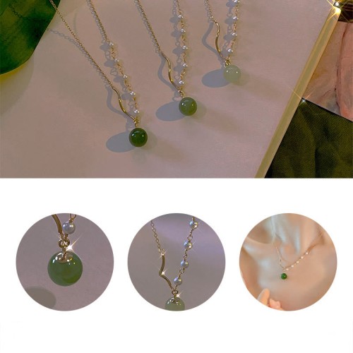Hetian Jade Pearl Luck Bead Necklace Hetian Jade Pearl Luck Bead Necklace