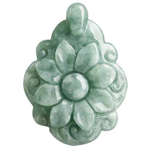 Natural Jade Kalanchoe Flower Luck Necklace Pendant