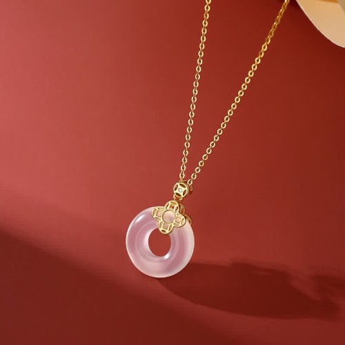 Sterling Silver Chalcedony Coin Peace Necklace Pendant Sterling Silver Chalcedony Coin Peace Necklace Pendant
