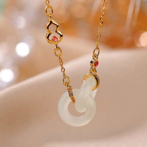 Sterling Silver Round Jade Prosperity Necklace Pendant Sterling Silver Round Jade Prosperity Necklace Pendant