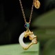 Dragon Year Hetian White Jade Success Necklace Pendant