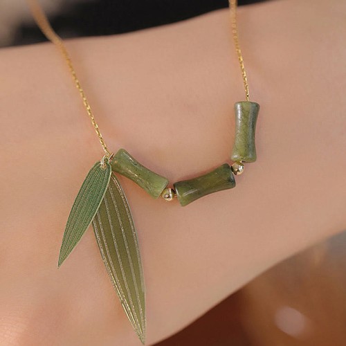 Bamboo Leaf Jade Wealth Pendant Necklace Bamboo Leaf Jade Wealth Pendant Necklace