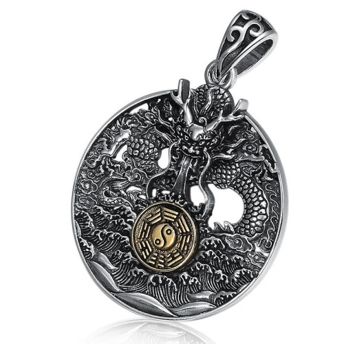 Dragon Waves Yin Yang Bagua Strength Necklace