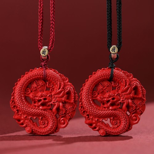 Year of the Dragon Cinnabar Copper Coin Necklace Year of the Dragon Cinnabar Copper Coin Necklace