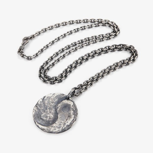 Sterling Silver Yin Yang Hammer Texture Harmony Necklace