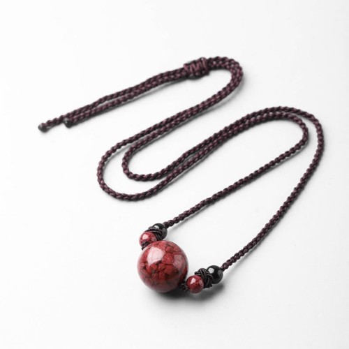 Cinnabar Stones Bead Necklace Cinnabar Stones Bead Necklace