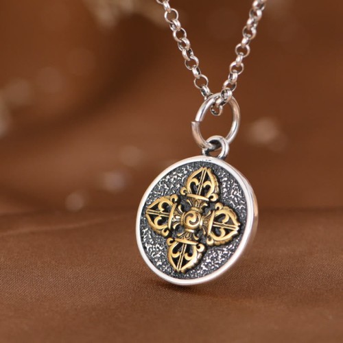 925 Sterling Silver Double Dorje Vajra Necklace 925 Sterling Silver Double Dorje Vajra Necklace