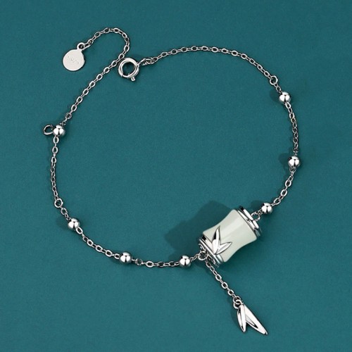 925 Silver Hetian White Jade Bamboo Leaf Necklace 925 Silver Hetian White Jade Bamboo Leaf Necklace