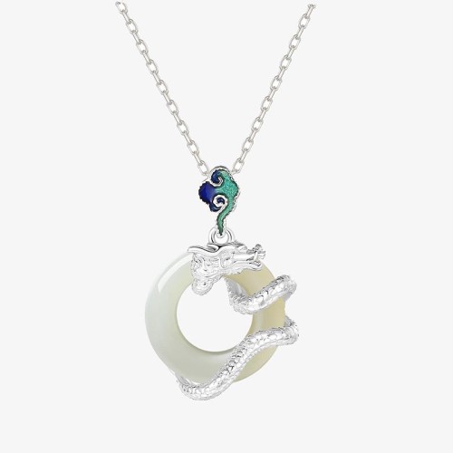 Dragon Year Hetian White Jade Success Necklace Pendant