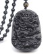 Black Obsidian Stone Dragon Fulfilment Necklace Pendant Black Obsidian Stone Dragon Fulfilment Necklace Pendant