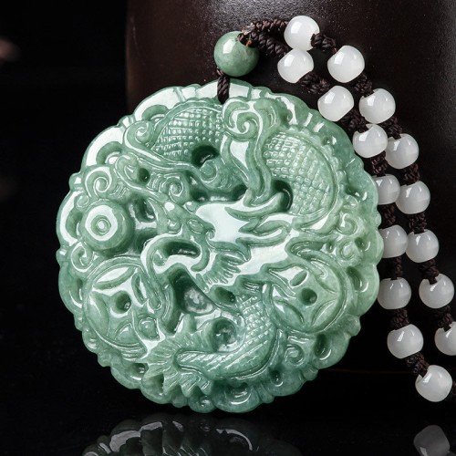 Chinese Zodiac Dragon Jade Fortune Necklace