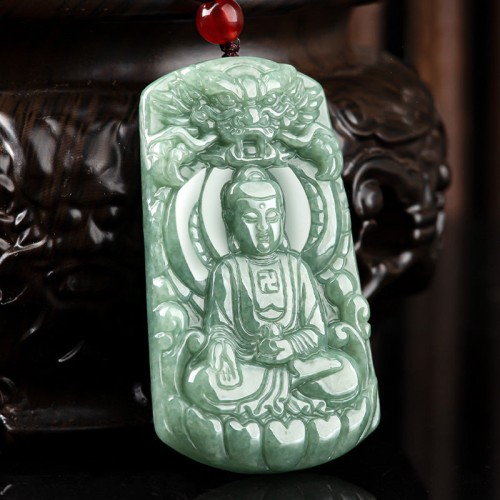 Tathagata Buddha Jade Amulet Necklace Pendant