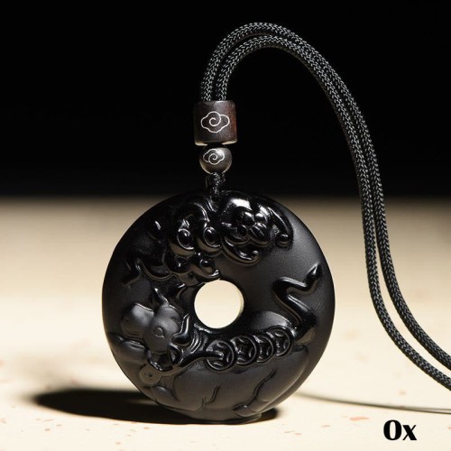 Black Obsidian Peace Buckle Strength Necklace Pendant Black Obsidian Peace Buckle Strength Necklace Pendant