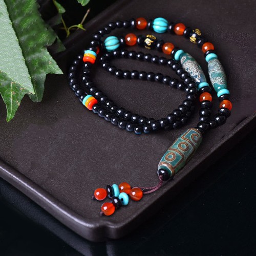 Tibetan Nine-Eye Dzi Bead Dragon Necklace Pendant Tibetan Nine-Eye Dzi Bead Dragon Necklace Pendant