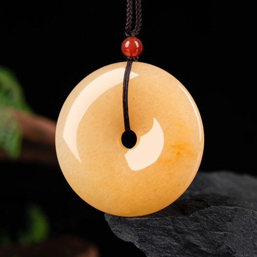Golden Silk Jade Peace Wealth Necklace Pendant Golden Silk Jade Peace Wealth Necklace Pendant