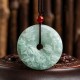 Round Jade Peace Buckle Peony Flower Pendant Necklace