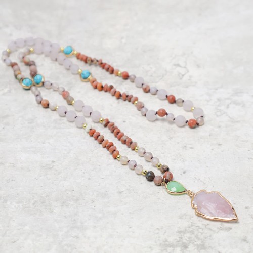 Rose Quartz Crystal Arrowhead Healing Necklace Rose Quartz Crystal Arrowhead Healing Necklace