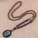 Wenge Wood Bodhi Seed Agate Elephant Protection Necklace Pendant