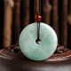 Round Jade Peace Buckle Peony Flower Pendant Necklace