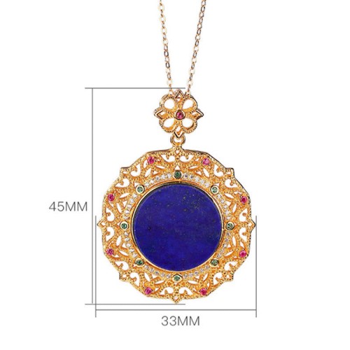 925 Sterling Silver Plated Gold Lazurite Positive Necklace 925 Sterling Silver Plated Gold Lazurite Positive Necklace