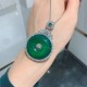 Green Chalcedony Round Peace Buckle Strength Pendant Green Chalcedony Round Peace Buckle Strength Pendant