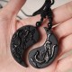 Black Obsidian Yin Yang Dragon Necklace Pendant Black Obsidian Yin Yang Dragon Necklace Pendant